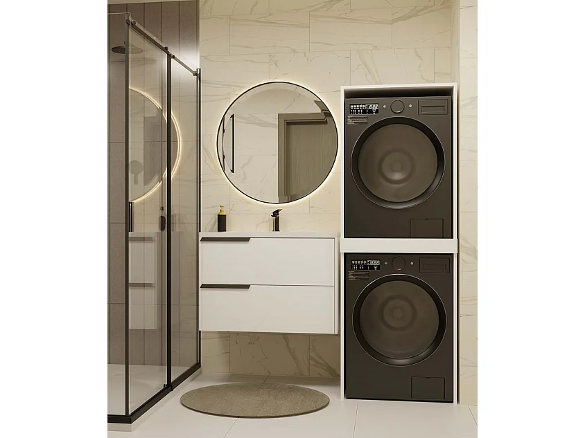 Meuble de salle de bain, blanc, 64 x 180 x 64 cm