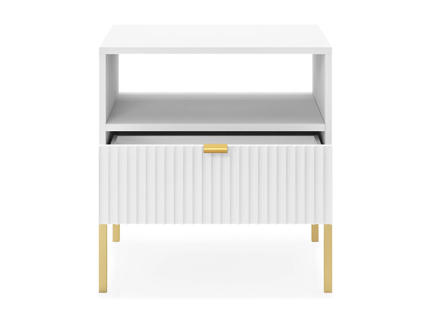 NACHTTISCH: Weiß, Gold, 54 x 56 x 39 cm, goldene Griffe