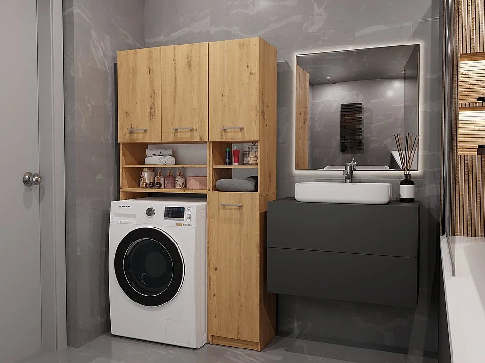 Meuble de salle de bain, chêne Artisan, 96 x 180 x 30 cm