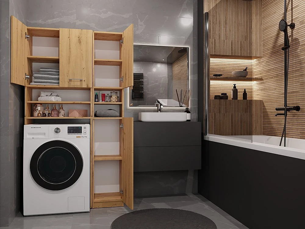 Meuble de salle de bain, chêne Artisan, 96 x 180 x 30 cm