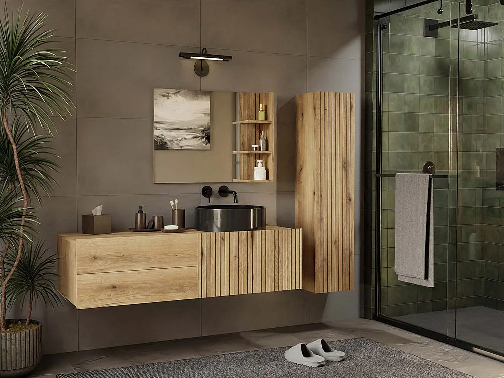 Meuble de salle de bain, chêne Evoke, 140 x 37,5 x 53 cm