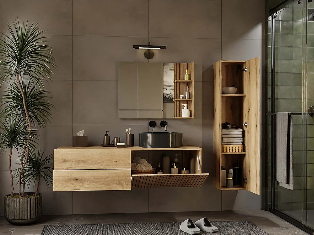 Meuble de salle de bain, chêne Evoke, 140 x 37,5 x 53 cm