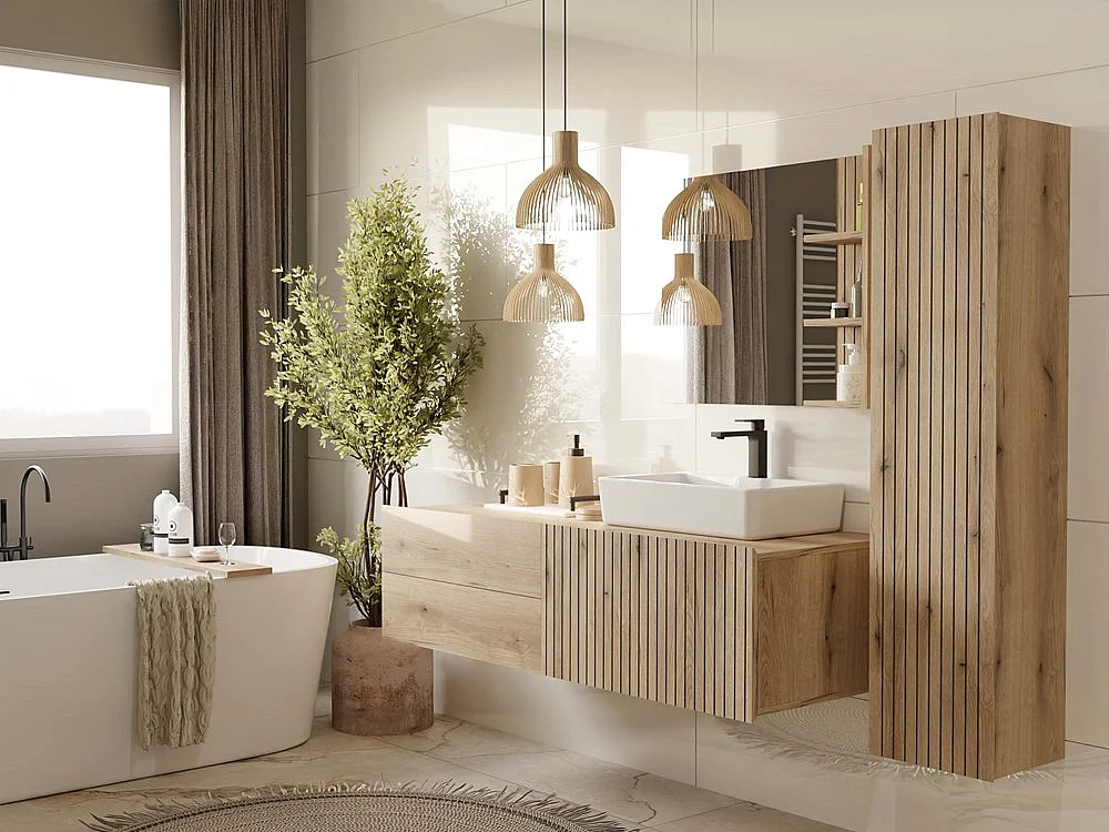 Meuble de salle de bain, chêne Evoke, 140 x 37,5 x 53 cm