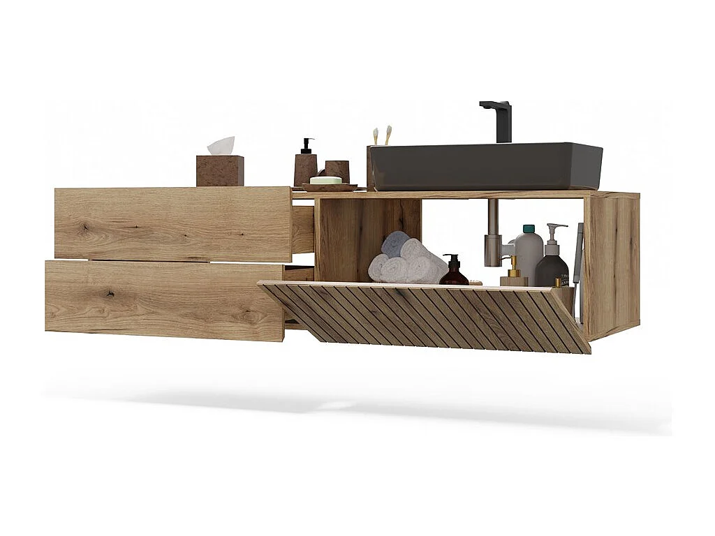 Meuble de salle de bain, chêne Evoke, 140 x 37,5 x 53 cm