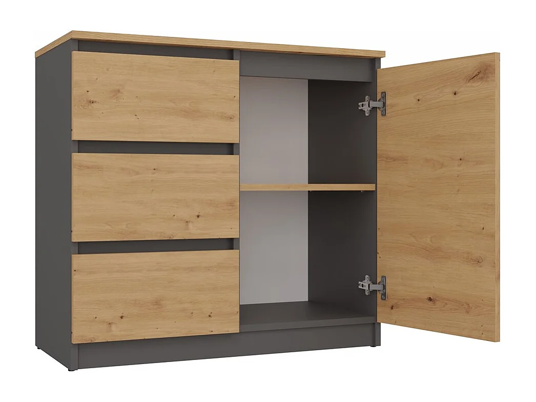 Commode, anthracite / chêne Artisan, 200 x 75 x 40 cm