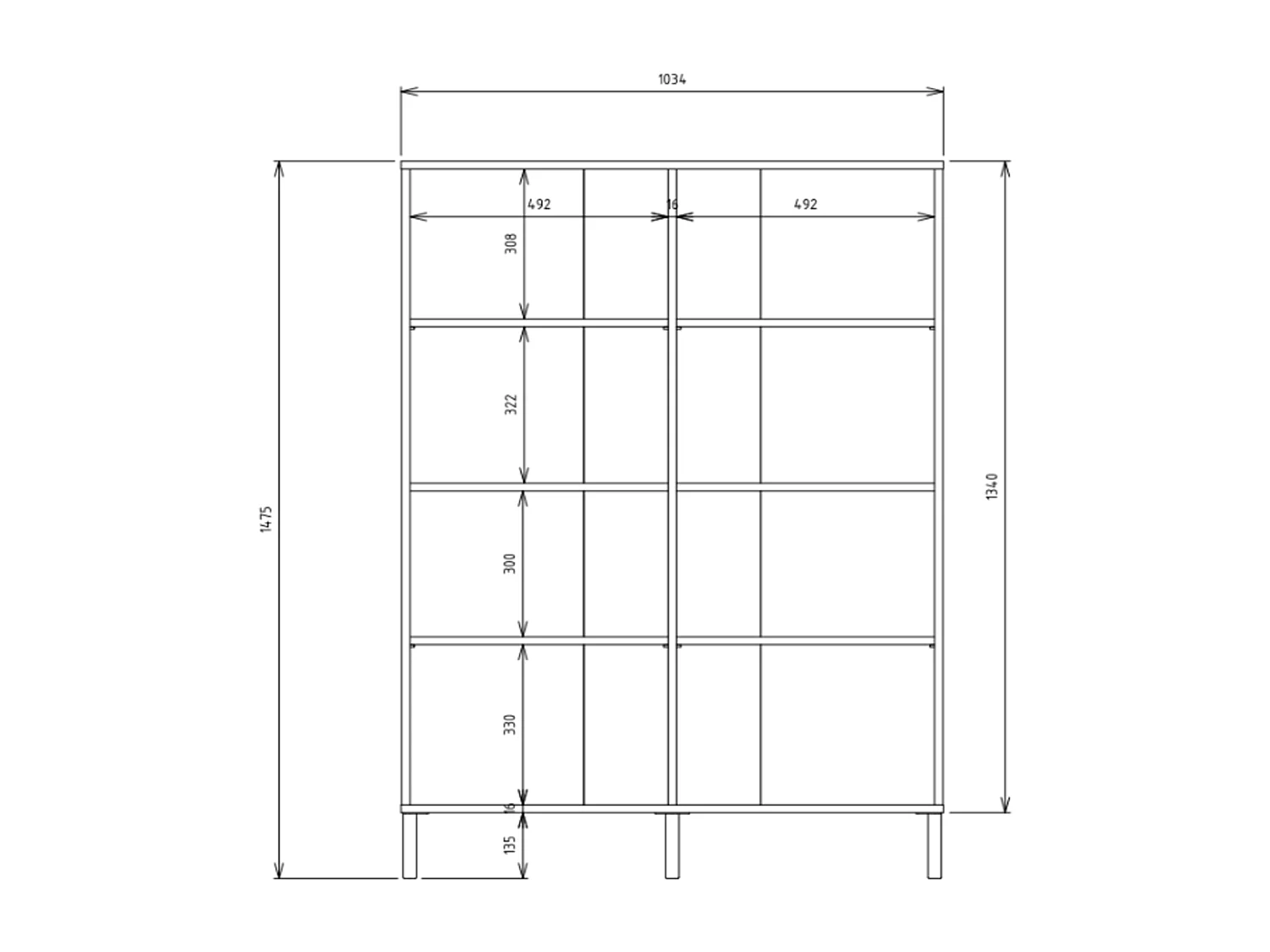 Commode haute, cachemire / beige, 103,5 x 147,5 x 40 cm