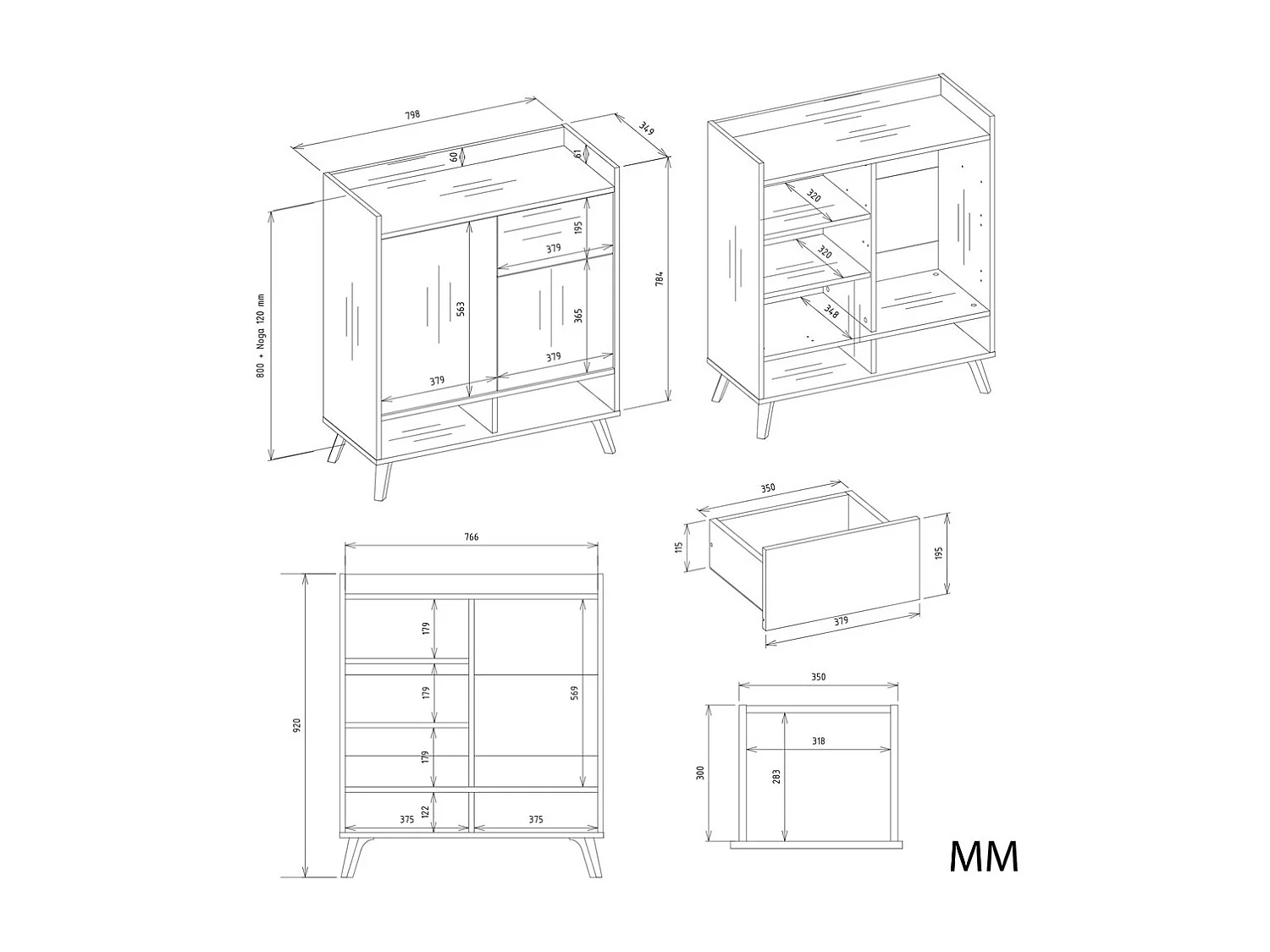 Commode, blanche, 80 x 92 x 35 cm