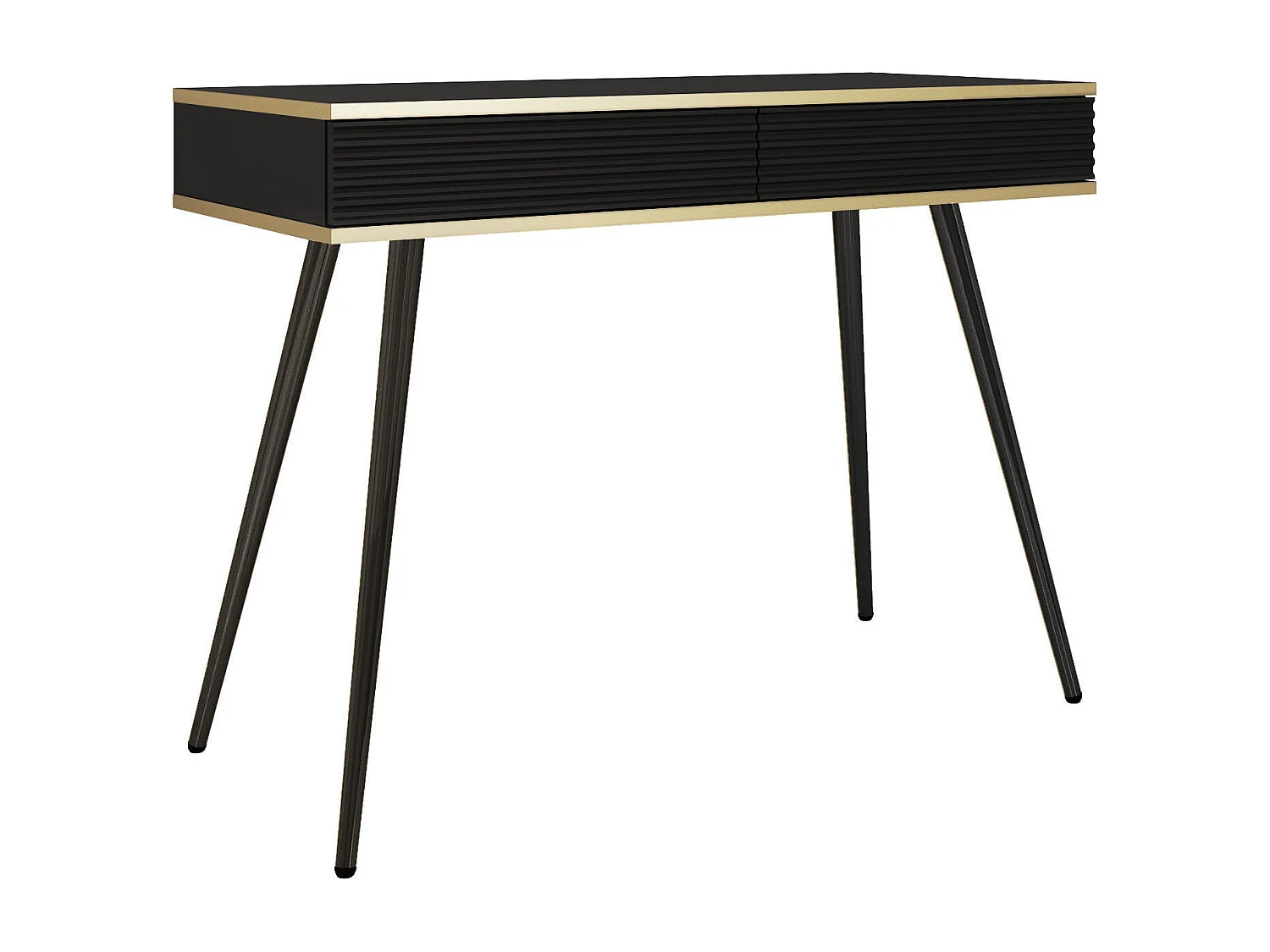 Coiffeuse noire glamour avec pieds noirs, 102 x 80 x 50