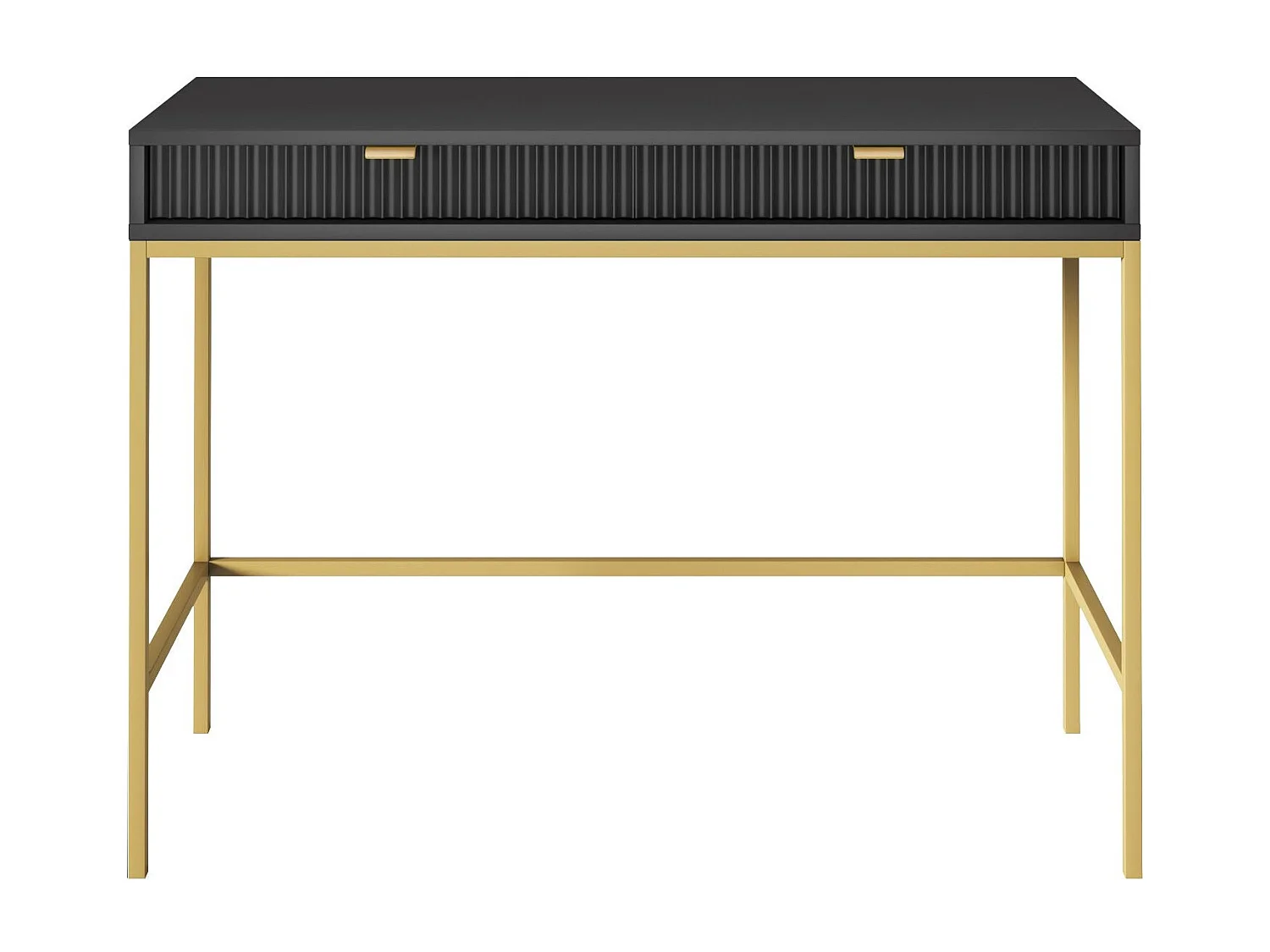 SCHMINKTISCH: Schwarz, Gold, 104 x 78 x 50 cm, goldene Griffe