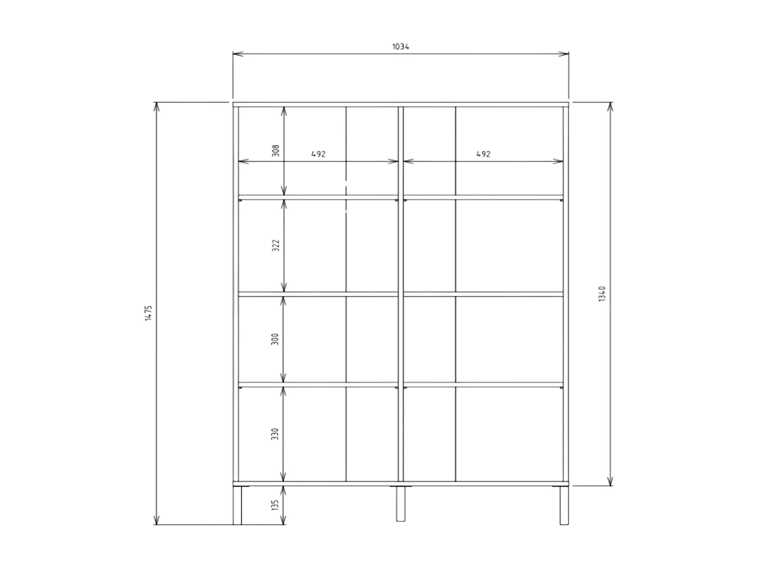 Commode haute, chêne Artisan, 103,5 x 147,5 x 40 cm