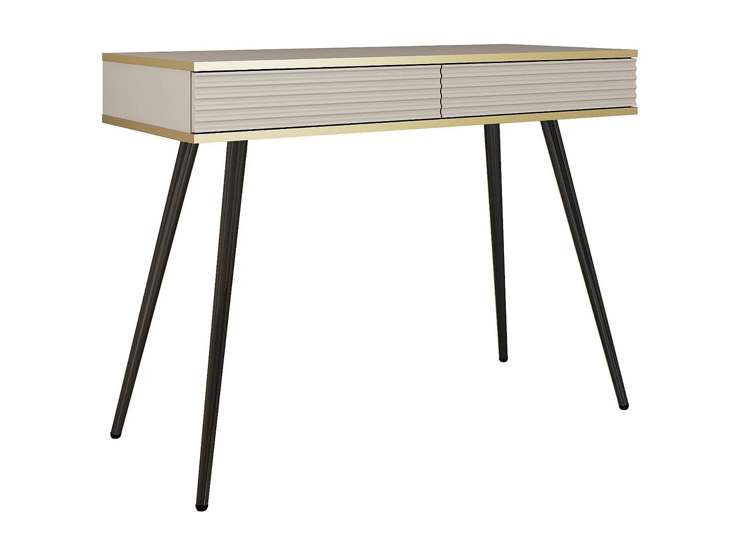 Coiffeuse glamour beige avec pieds noirs, 102 x 80 x 50