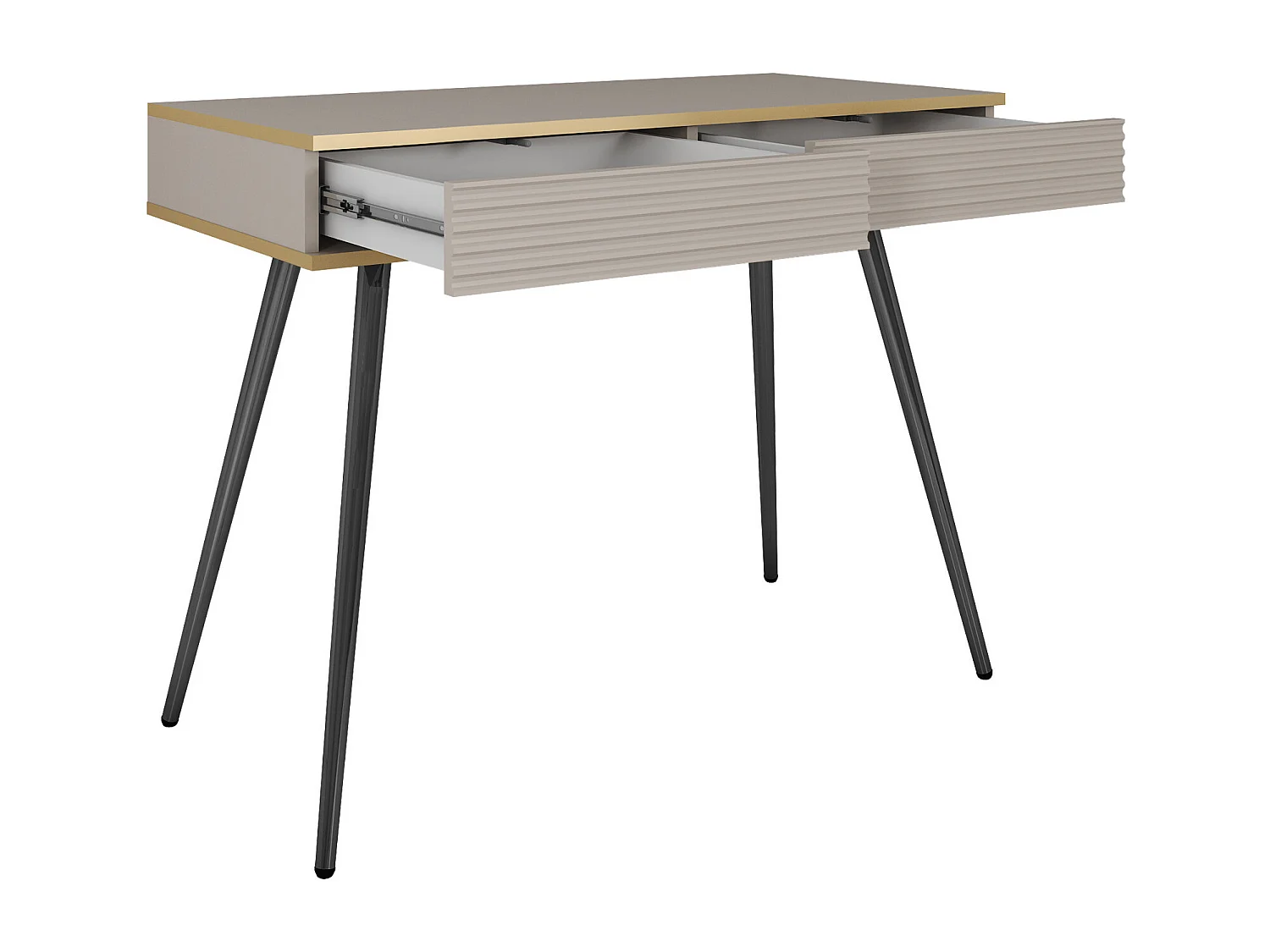 Coiffeuse glamour beige avec pieds noirs, 102 x 80 x 50