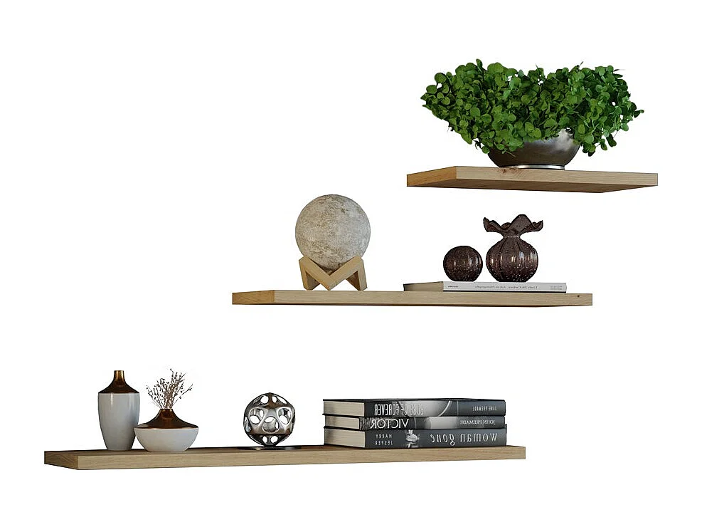 Étagères suspendues, chêne Artisan, 60 / 45 / 30 x 1,8 x 15 cm