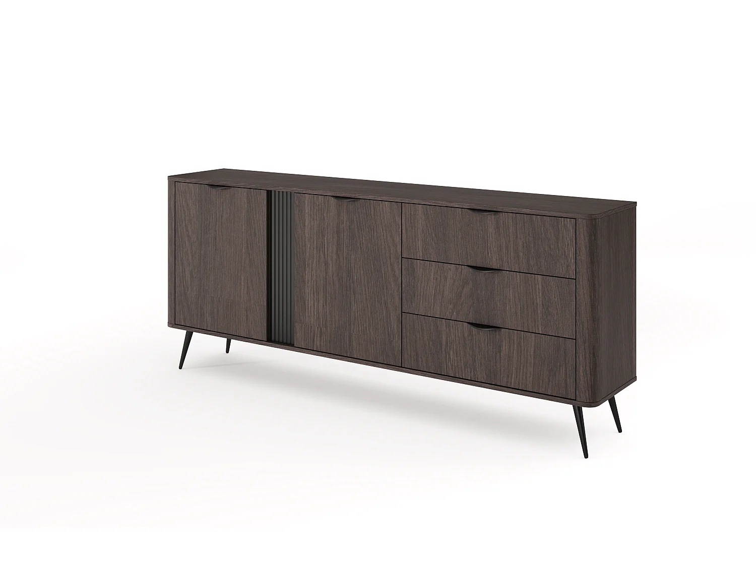 Kommode, Dunin Eiche kombiniert mit Schwarz, 195,2 x 81,2 x 38 cm