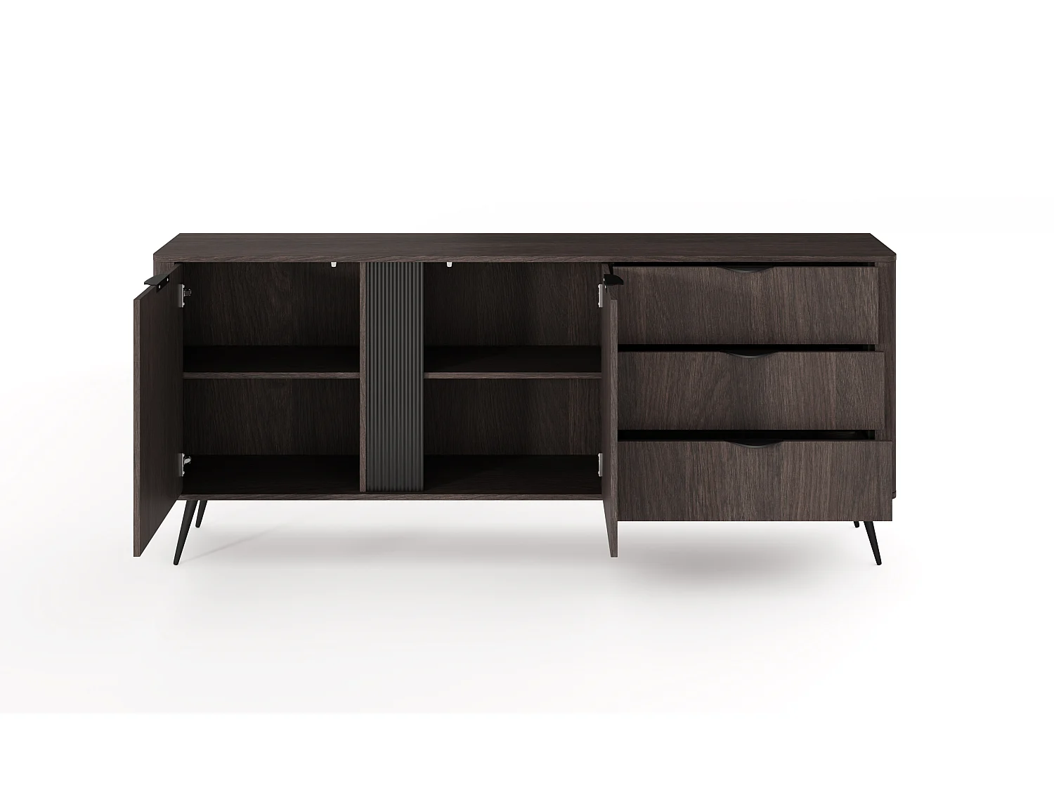 Kommode, Dunin Eiche kombiniert mit Schwarz, 195,2 x 81,2 x 38 cm