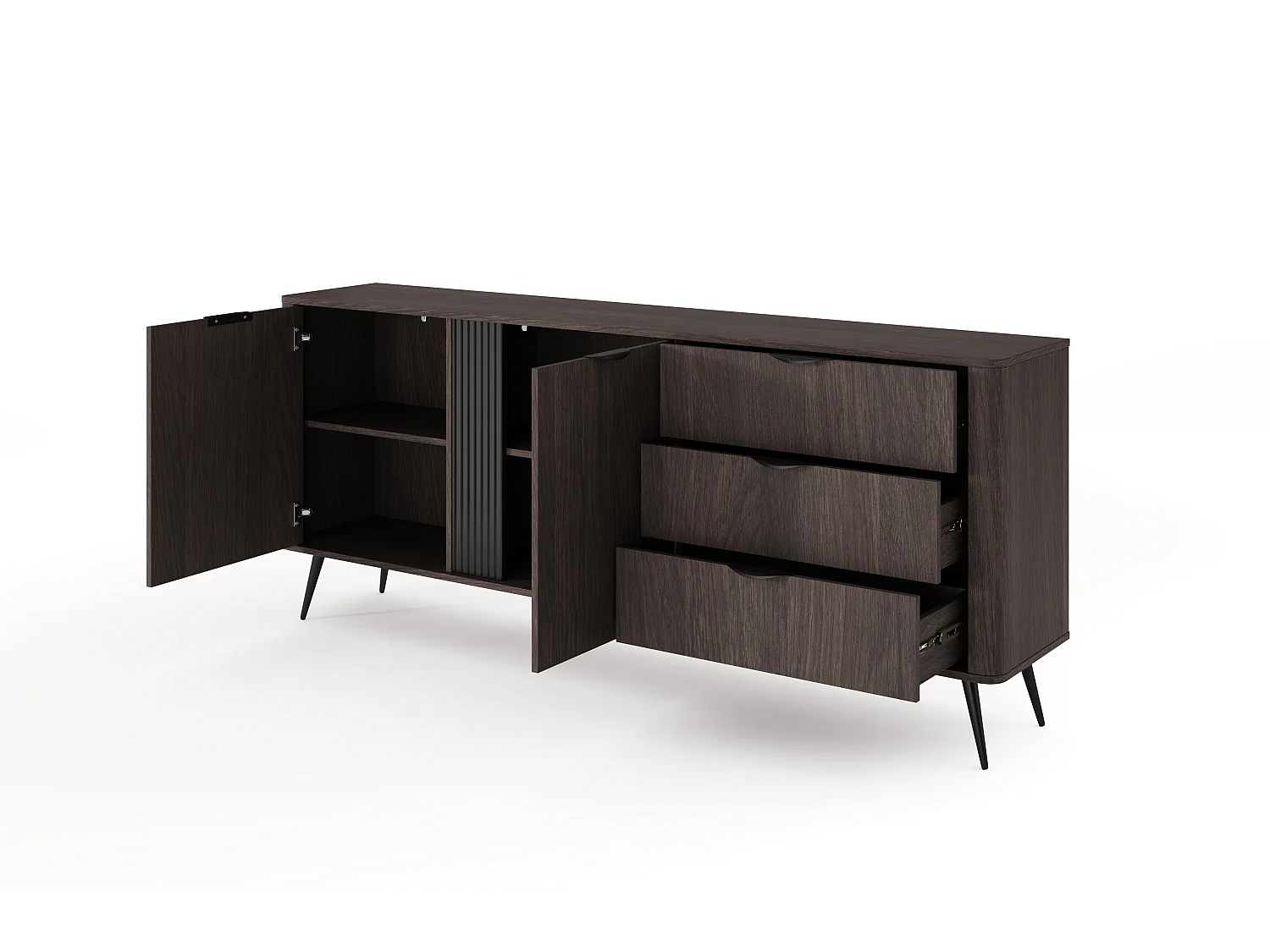 Kommode, Dunin Eiche kombiniert mit Schwarz, 195,2 x 81,2 x 38 cm