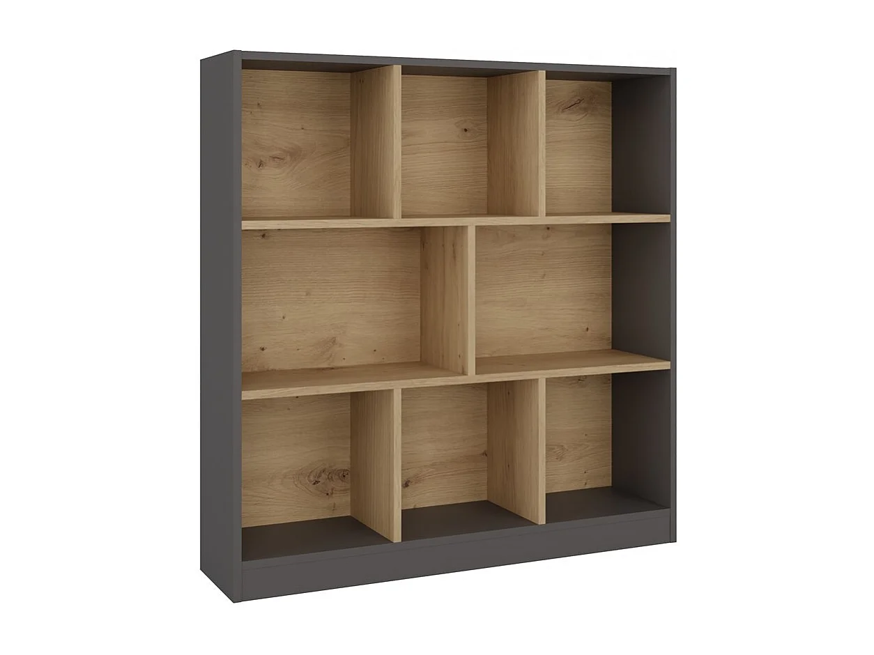 Bibliothèque, anthracite / chêne Artisan, 100 x 104 x 24 cm