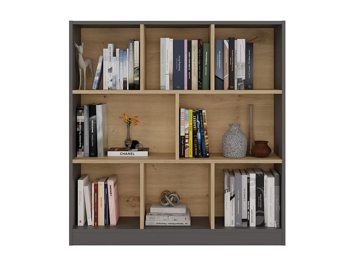 Bibliothèque, anthracite / chêne Artisan, 100 x 104 x 24 cm
