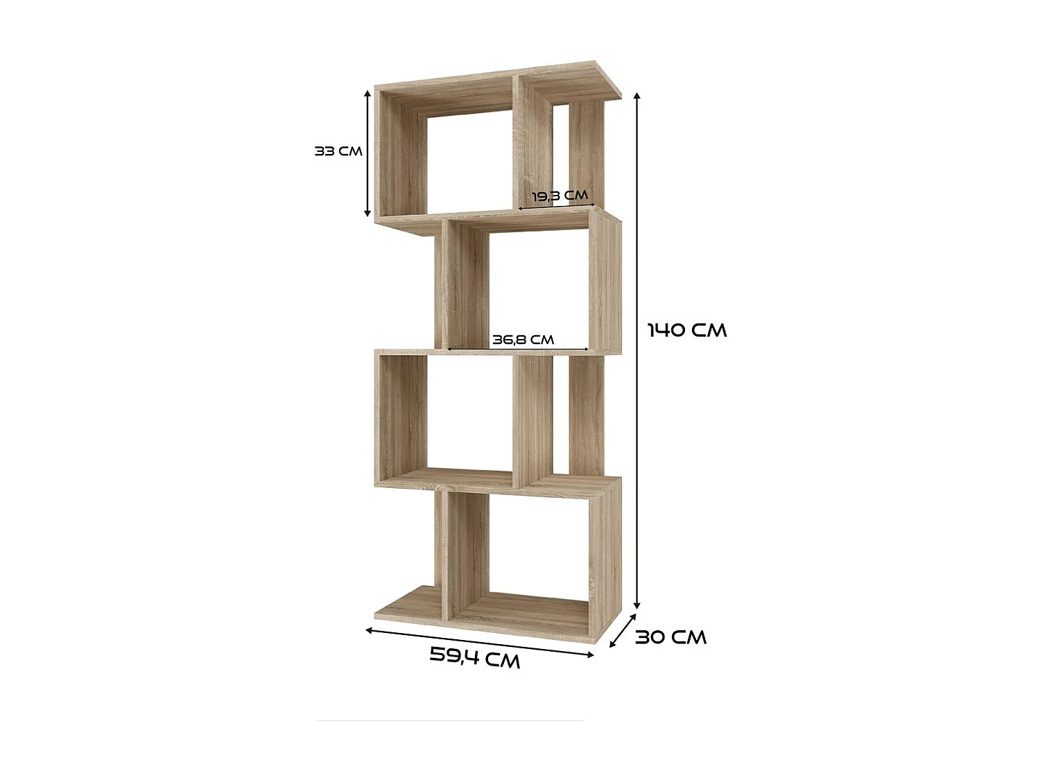 Bibliothèque, chêne Sonoma, 59,5 x 104 x 30 cm