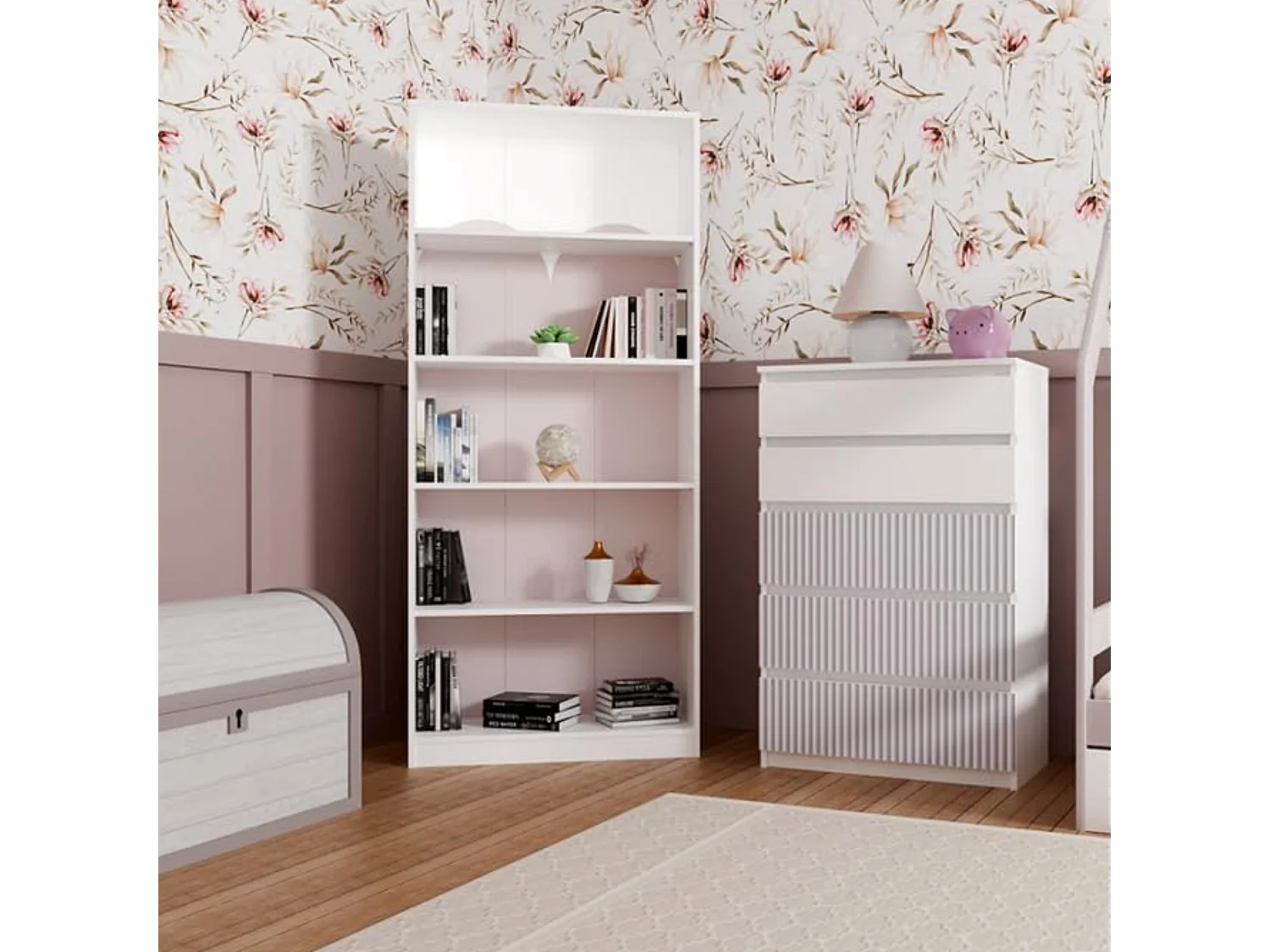 Commode, blanc / rose, 70 x 109,5 x 40 cm