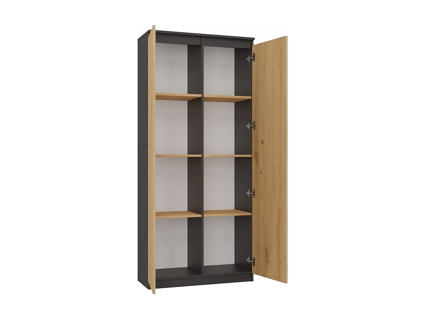 Bibliothèque, anthracite / chêne Artisan, 80 x 180 x 35 cm