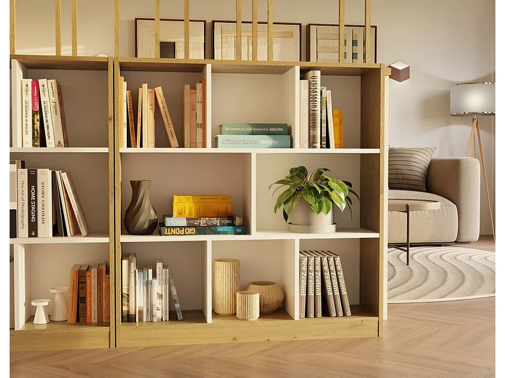 Bibliothèque, Chêne Artisan / Blanc, 100 x 104 x 24 cm