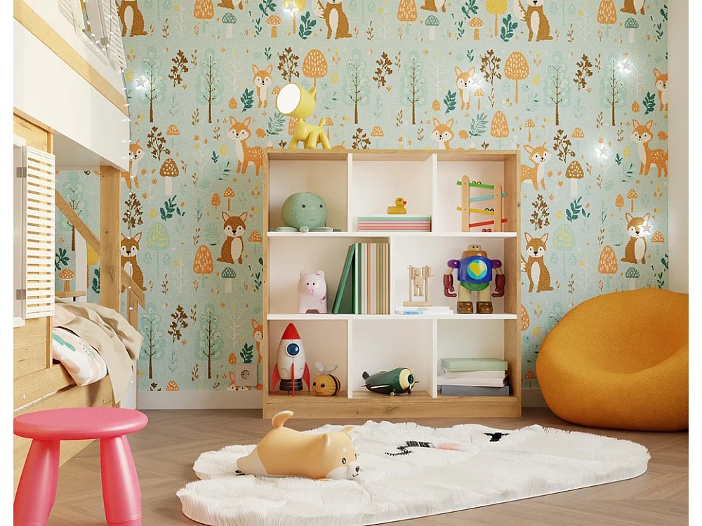 Bibliothèque, Chêne Artisan / Blanc, 100 x 104 x 24 cm