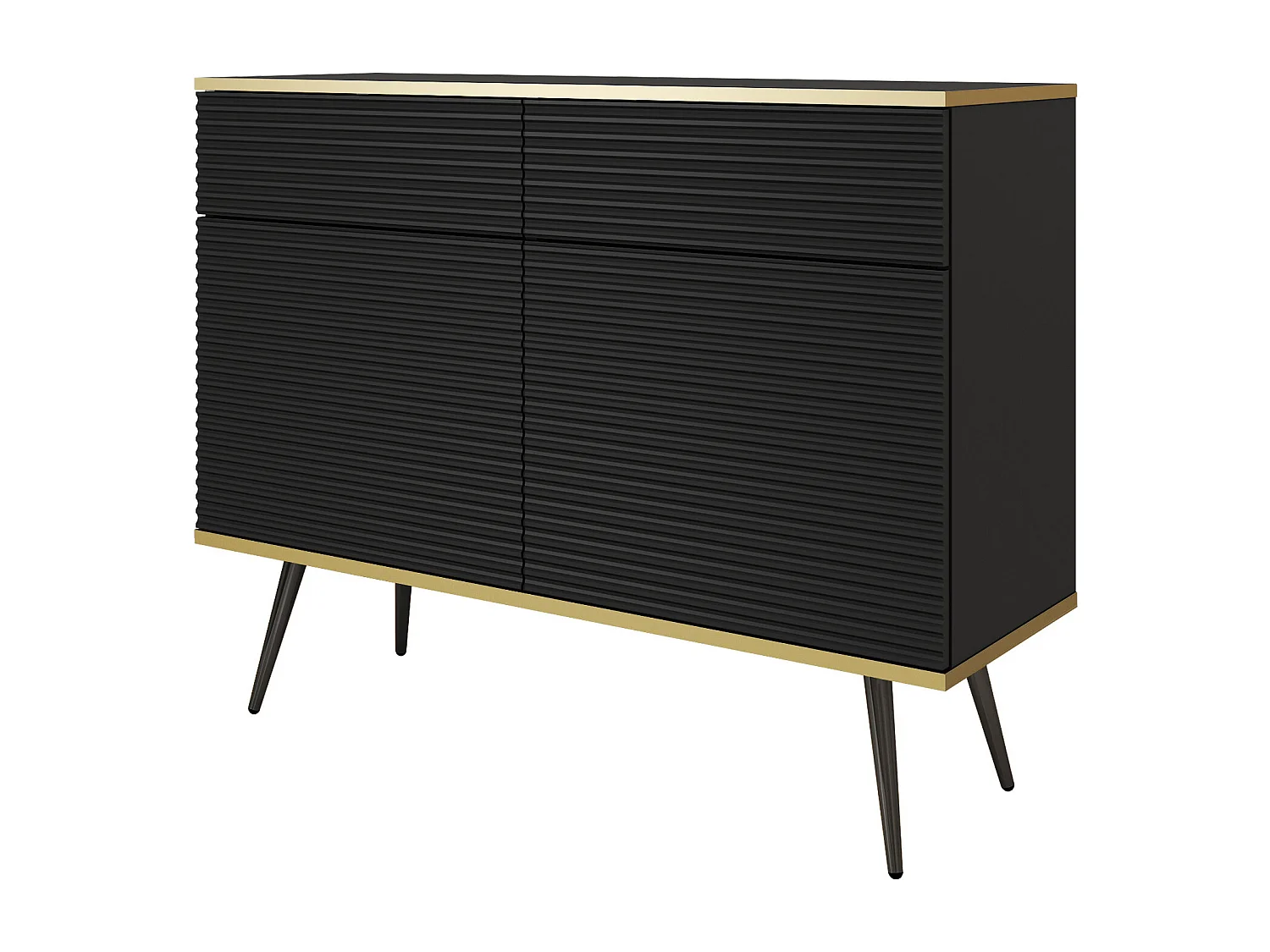 Buffet noir glamour avec pieds noirs, 107 x 39 x 85 cm