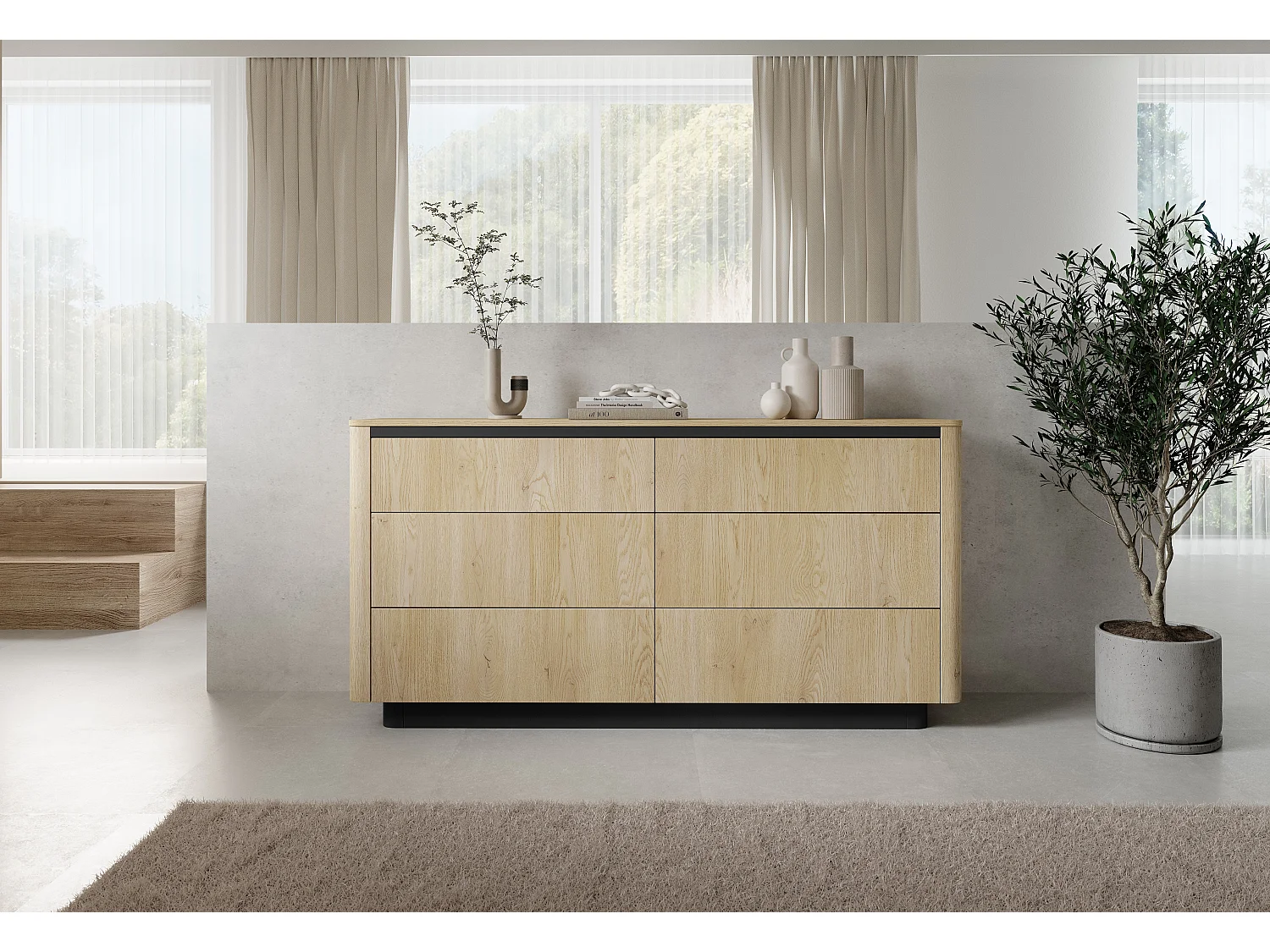 Kommode, Cremona-Eiche, 163,2 x 82,9 x 38,1 cm