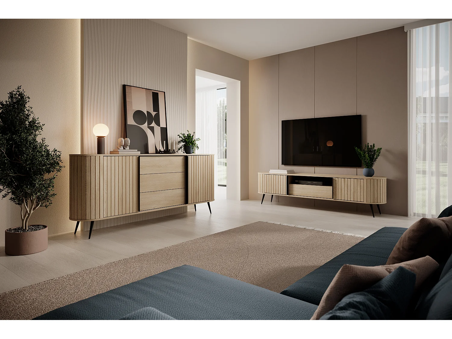 Fernsehschrank, Eiche Cremona, 196 x 51 x 40,2 cm