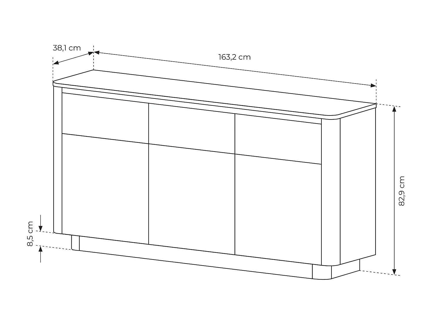 Kommode, Cremona-Eiche, 163,2 x 82,9 x 38,1 cm
