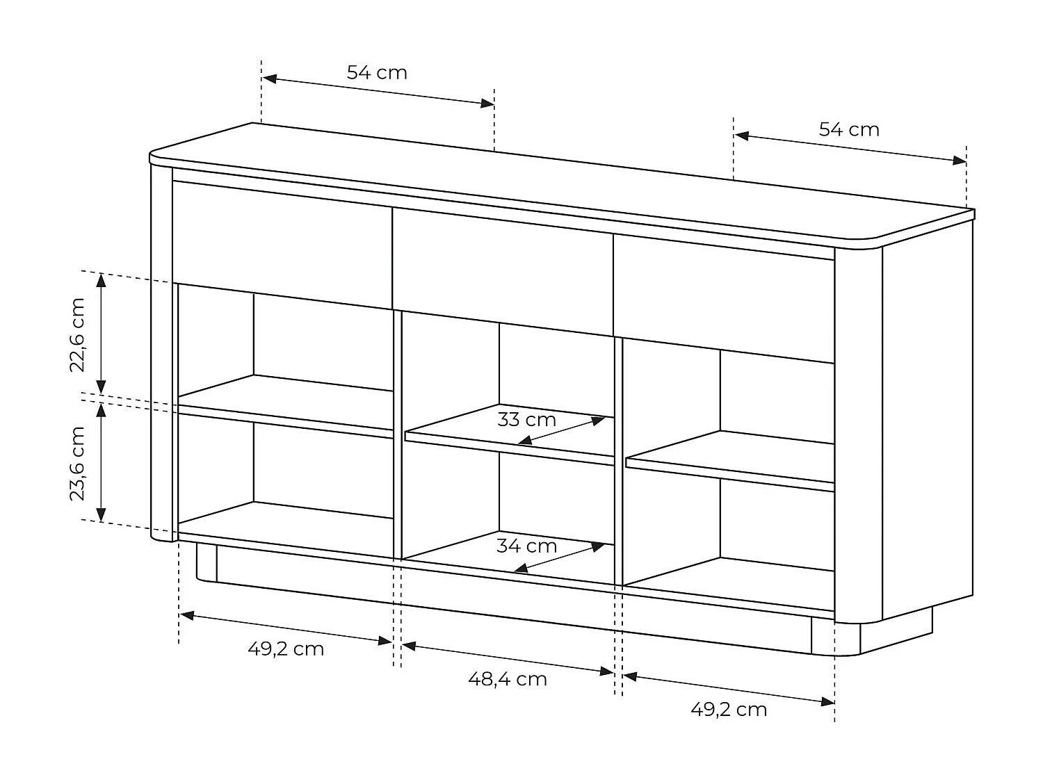 Kommode, Cremona-Eiche, 163,2 x 82,9 x 38,1 cm