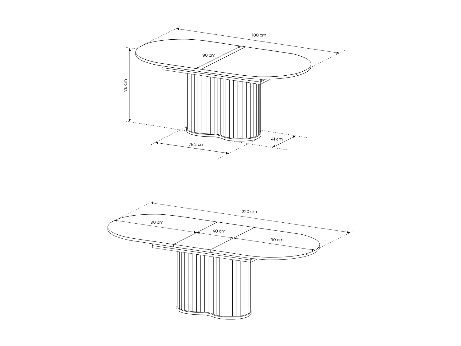 Table extensible, chêne Cremona, 180 x 75,6 x 90 cm