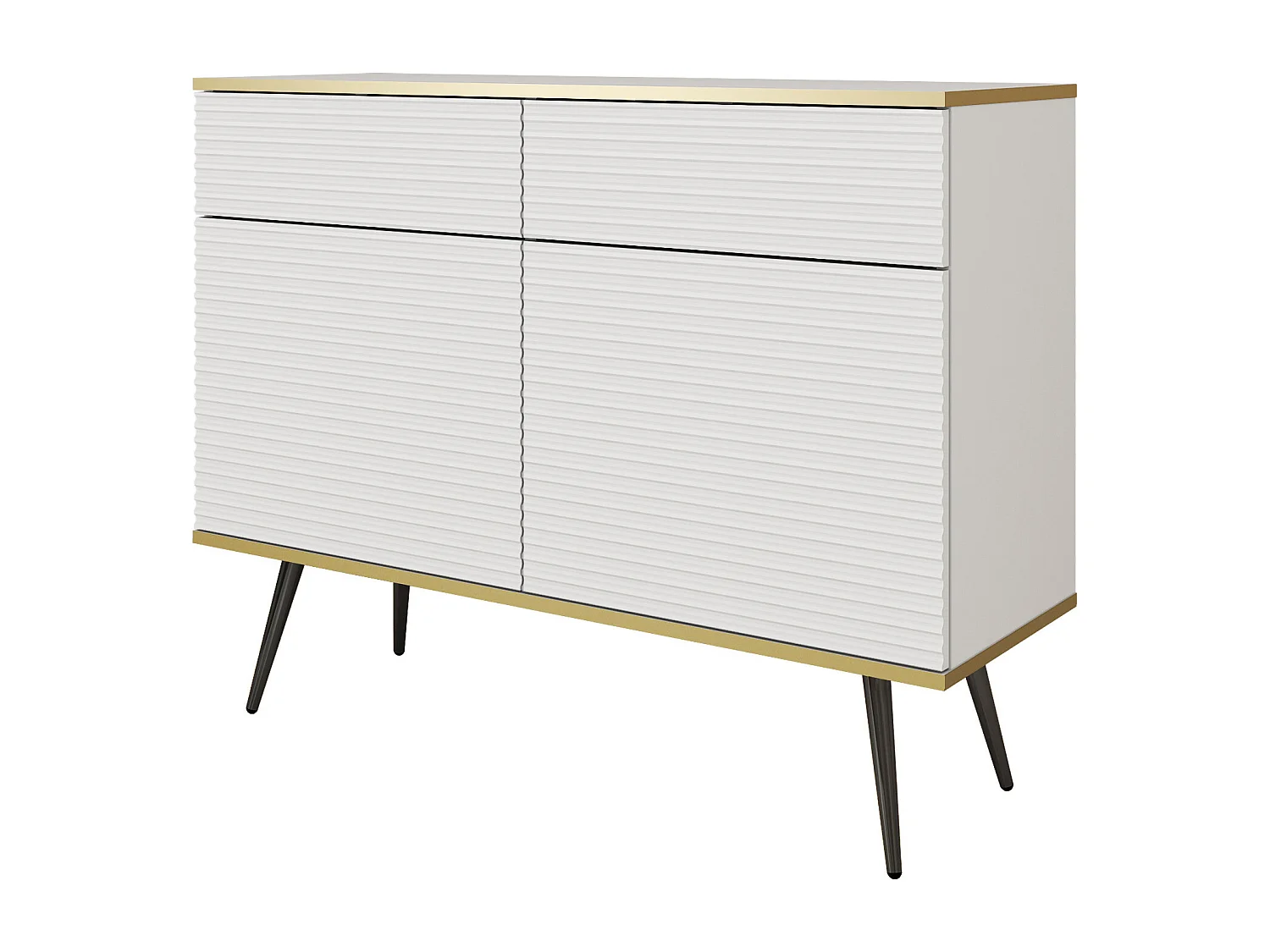 Buffet blanc glamour avec pieds noirs, 107 x 39 x 85 cm