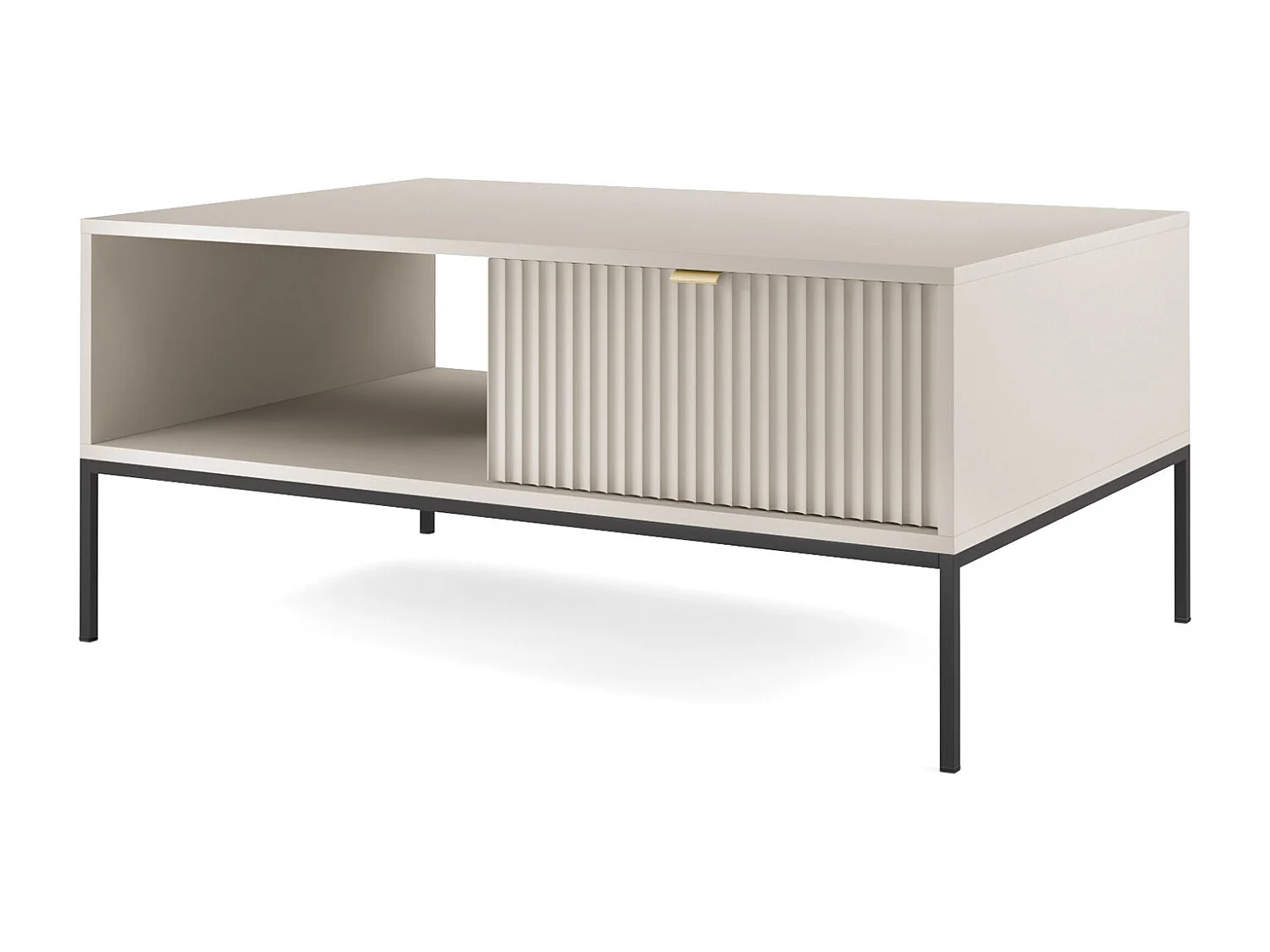 Mesa de centro: Caxemira, preta, 104 x 46 x 68 cm, alças douradas