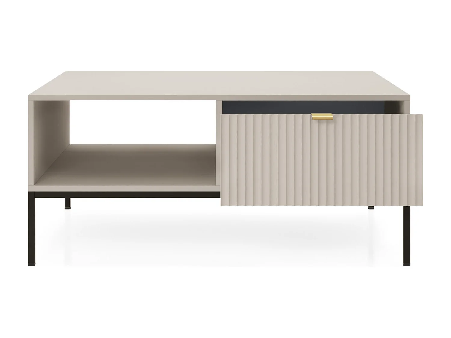 Mesa de centro: Caxemira, preta, 104 x 46 x 68 cm, alças douradas