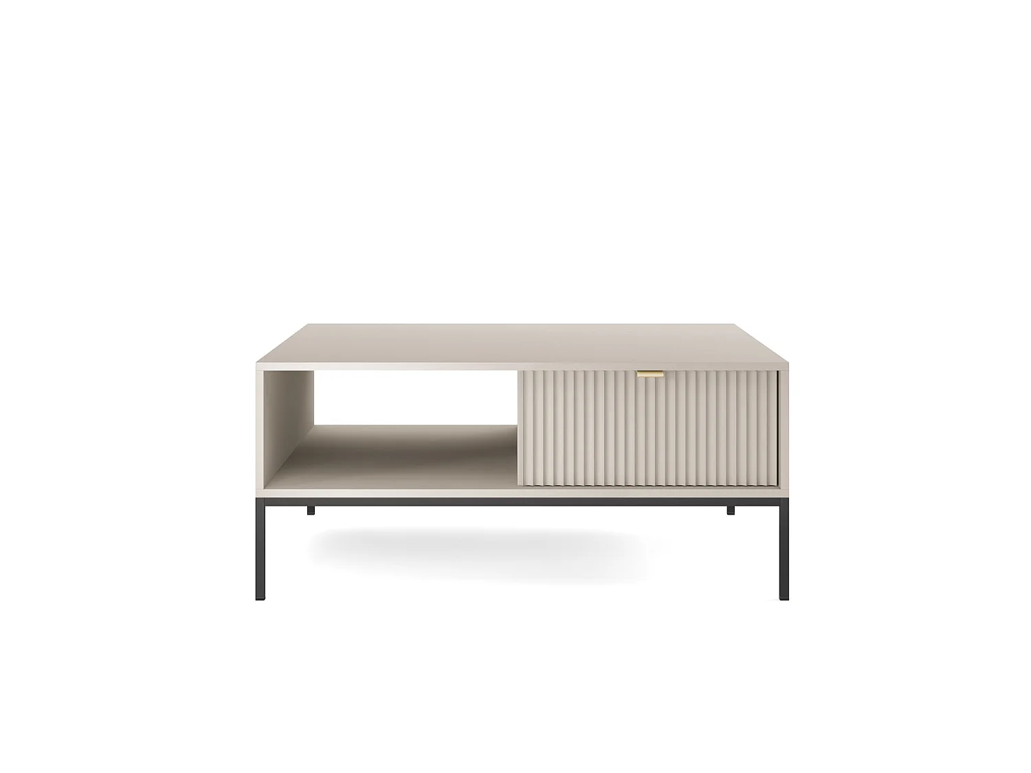 COUCHTISCH: Kaschmir, Schwarz, 104 x 46 x 68 cm, goldene Griffe
