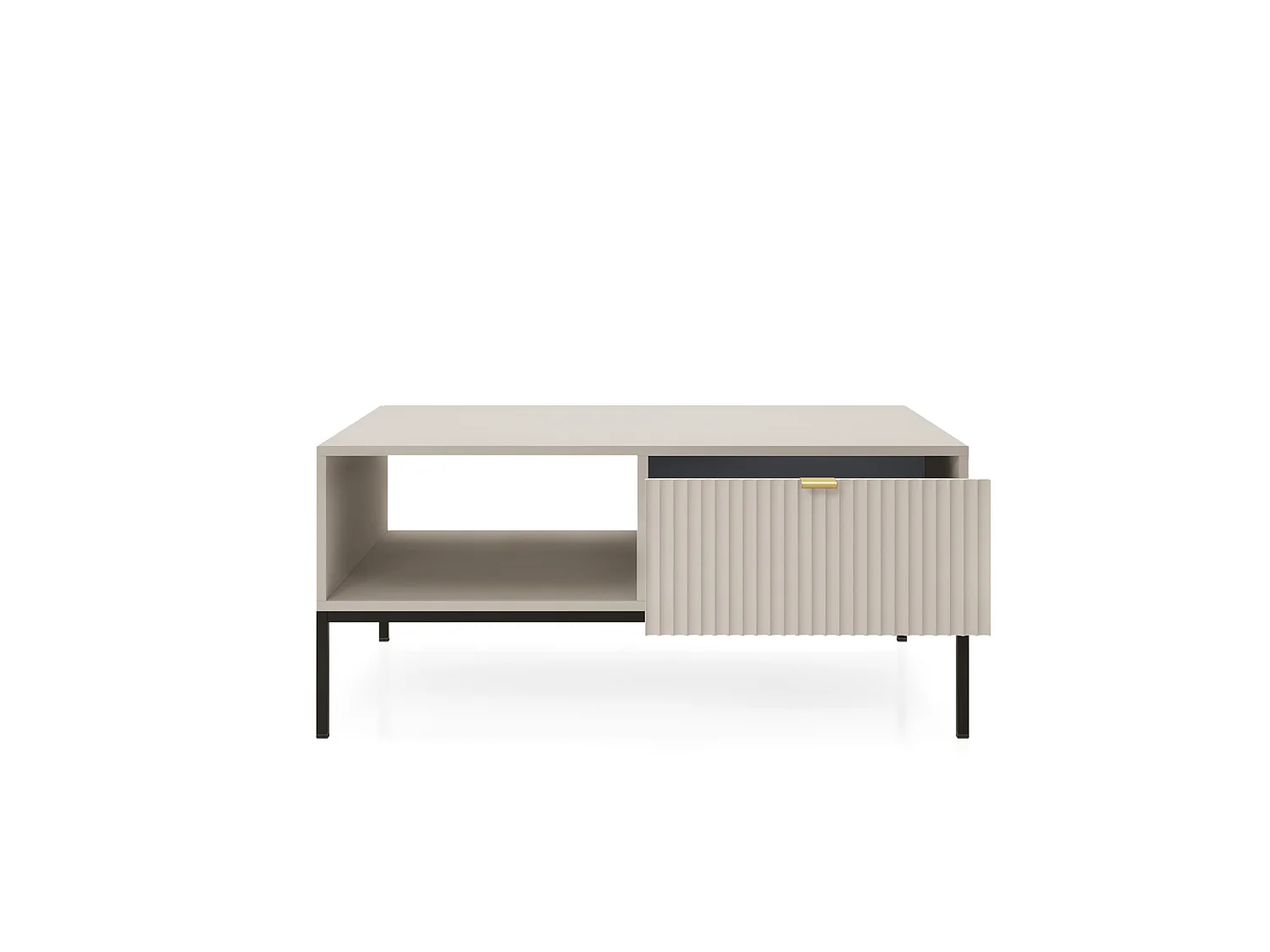 COUCHTISCH: Kaschmir, Schwarz, 104 x 46 x 68 cm, goldene Griffe