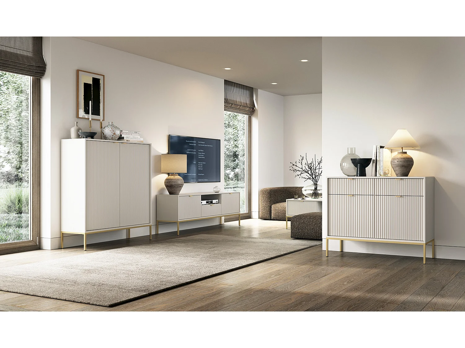 Table basse : 1 tiroir, Cachemire, or, 104 x 46 x 68 cm, poignées dorées