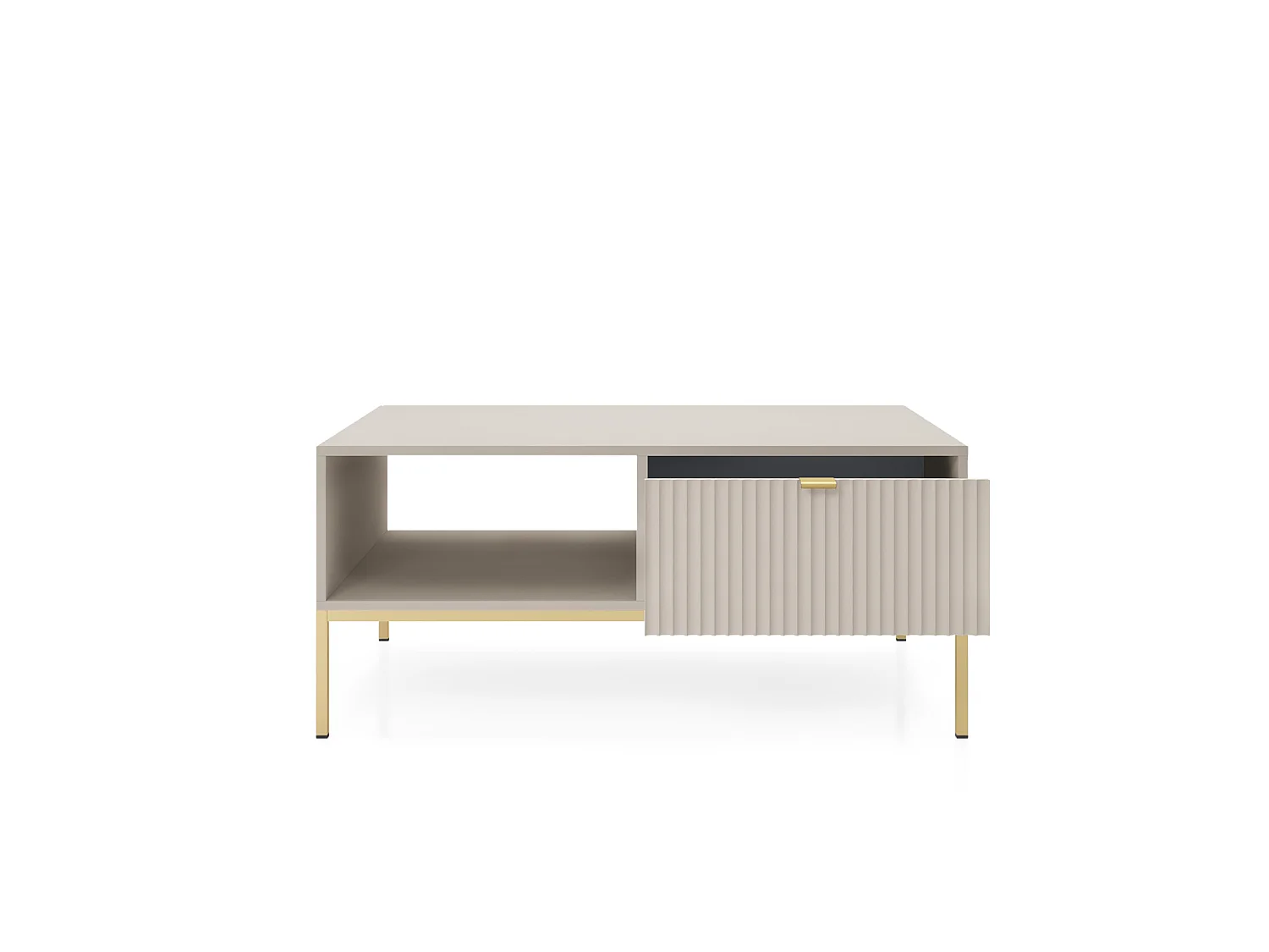 Table basse : 1 tiroir, Cachemire, or, 104 x 46 x 68 cm, poignées dorées