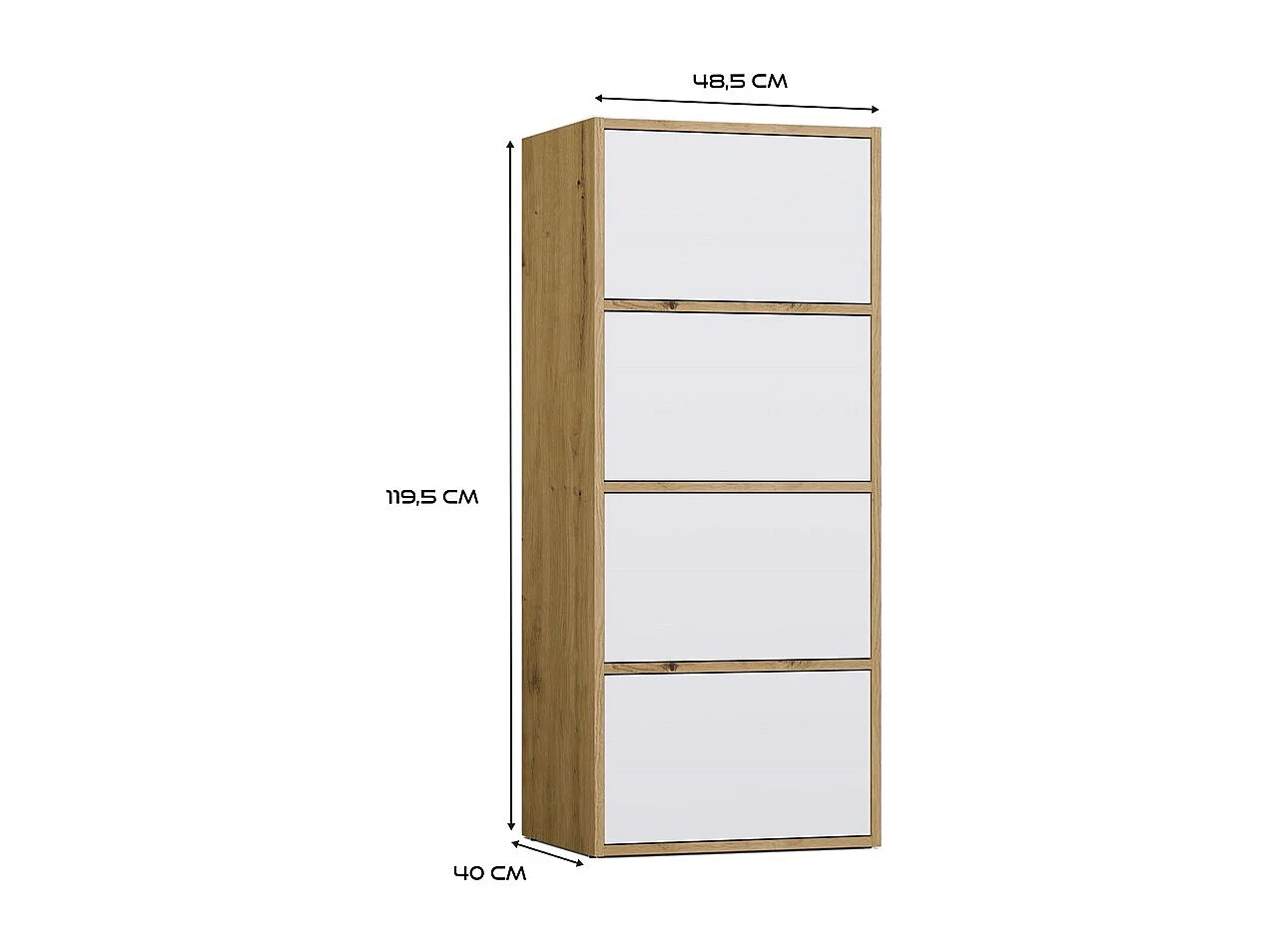 Commode, blanc / chêne Artisan, 50 x 119 x 40 cm