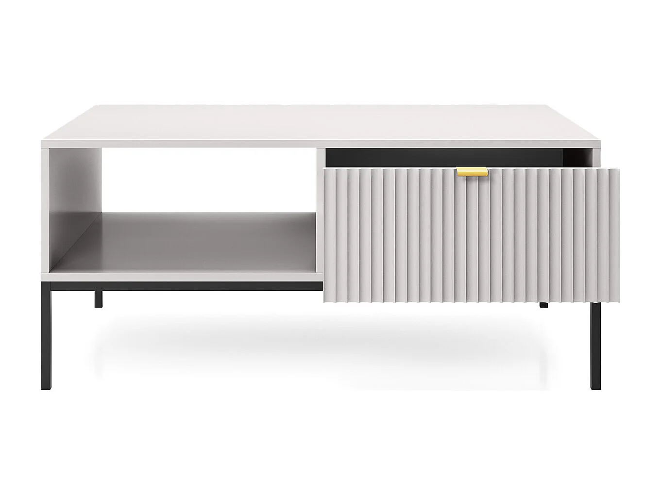 COUCHTISCH: Grau, Schwarz, 104 x 46 x 68 cm, goldene Griffe