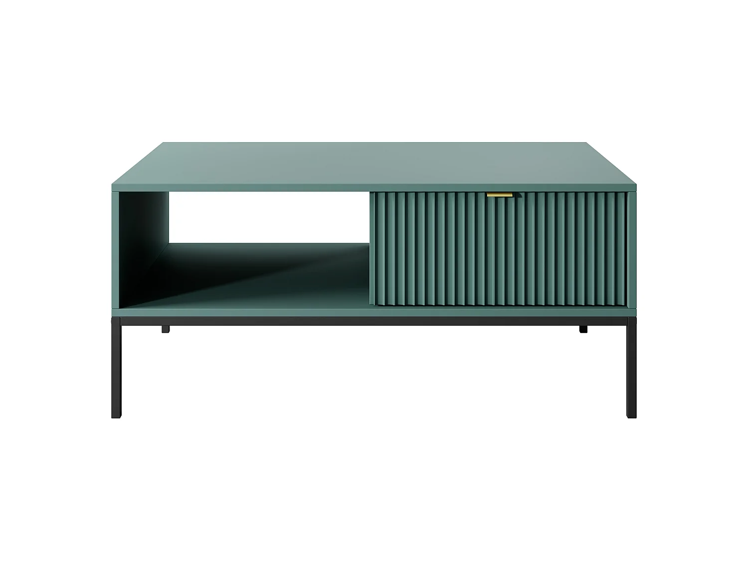 Table basse : 1 tiroir, labrador, Noir, 104 x 46 x 68 cm, poignées dorées