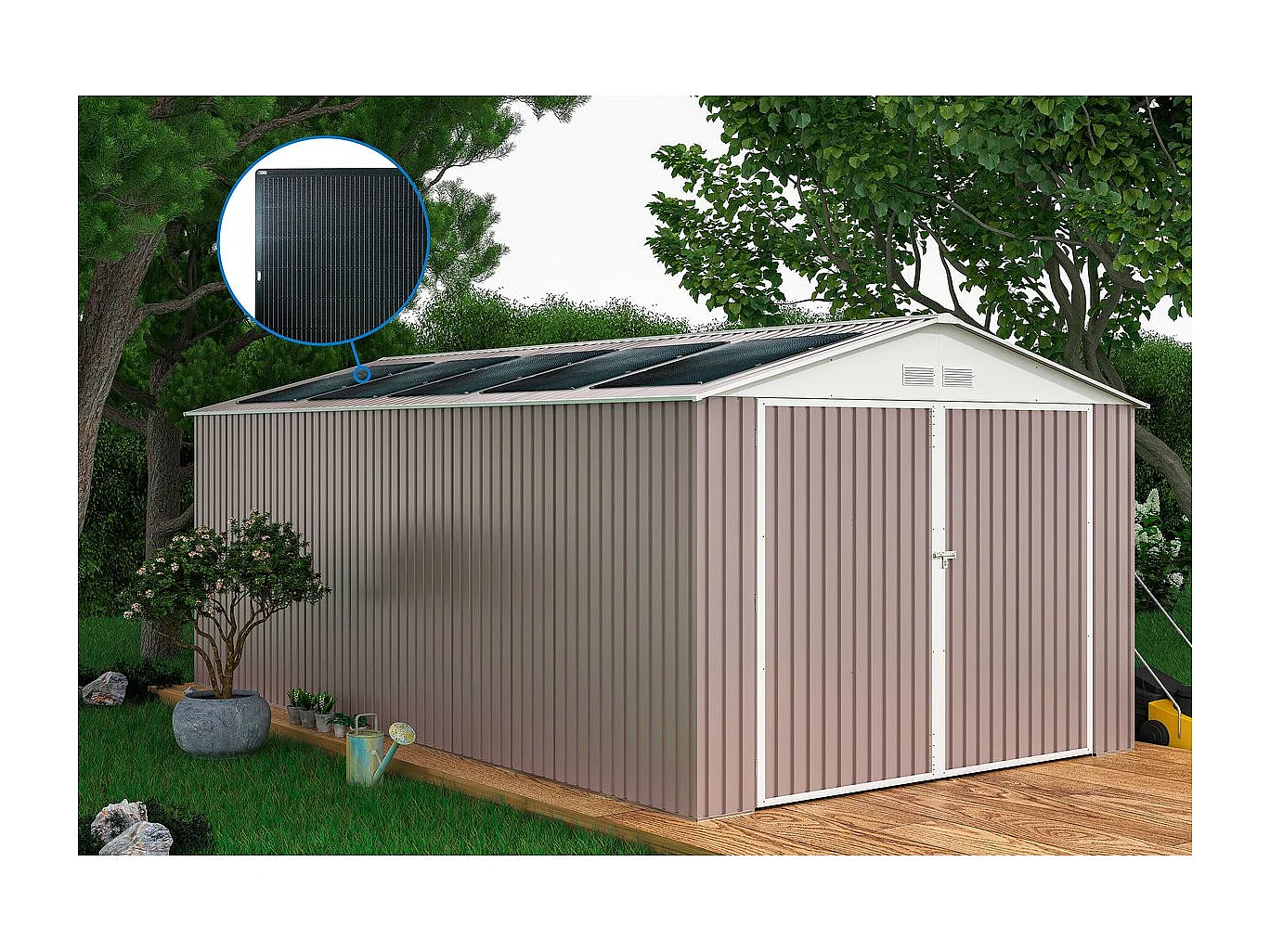 Garage métal "Nevada" - 15,36m² avec panneaux solaires intégrés