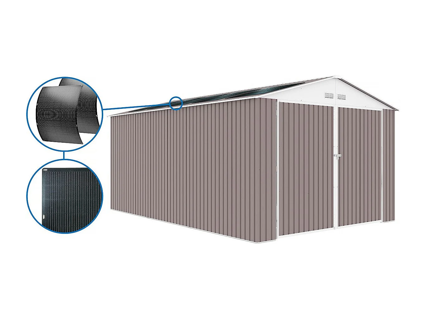 Garage métal "Nevada" - 15,36m² avec panneaux solaires intégrés