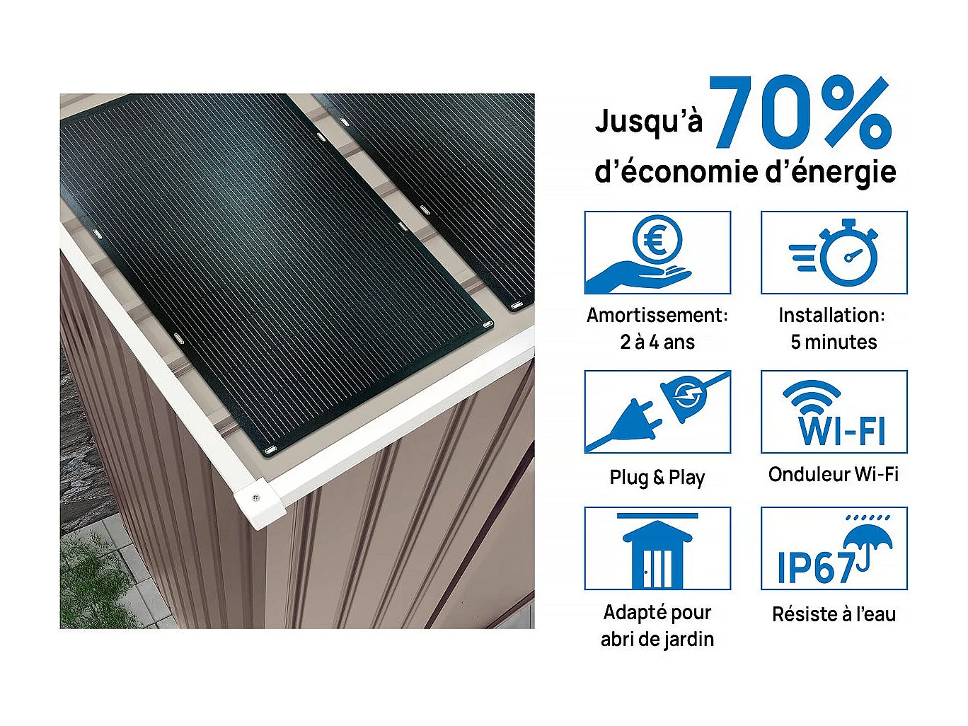 Garage métal "Nevada" - 15,36m² avec panneaux solaires intégrés