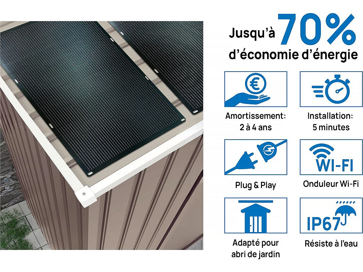 Garage métal "Nevada" - 15,36m² avec panneaux solaires intégrés