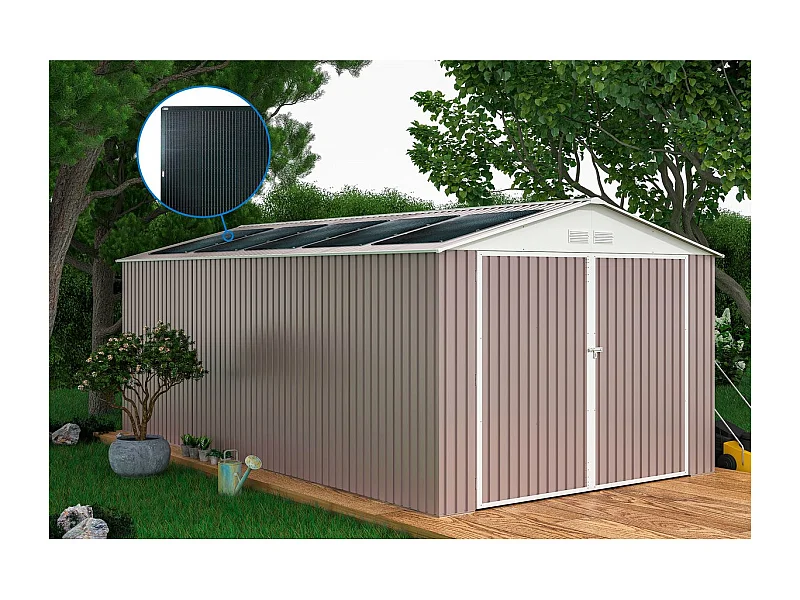 Garage métal "Nevada" - 15,36m² avec panneaux solaires intégrés