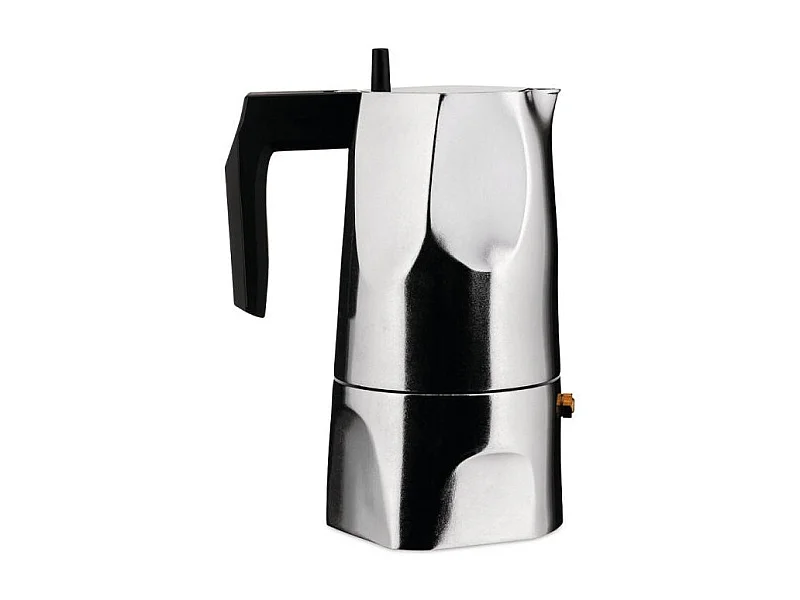 Alessi MT18 3 Ossidiana koffiemachine van grijs aluminium, design Mario Trimarchi, 8,5 cm breed