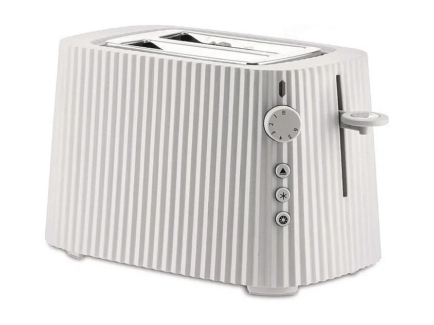 Torradeira Alessi Plissà MDL08W branca com design plissado por Michele De Lucchi, dimensões 34x25x18,5 cm